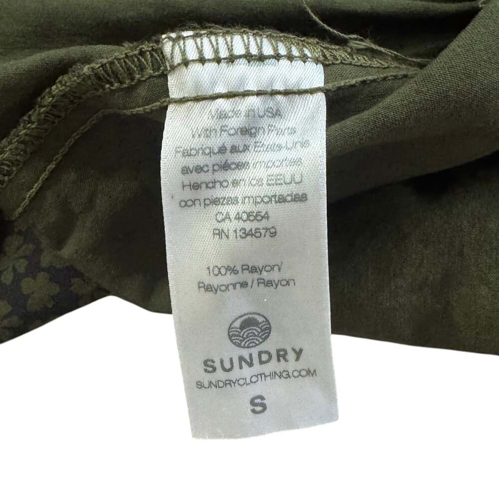 Sundry Olive Ditsy Floral Tiered Ruffle Mini Size S Cottagecore Wedding Guest - Picture 9 of 15